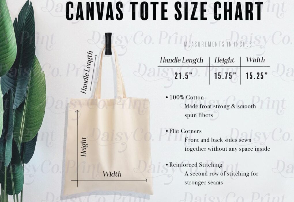 Canvas Tote Bag Size Chart Port Authority B150 Tote Bag Mockup - Etsy