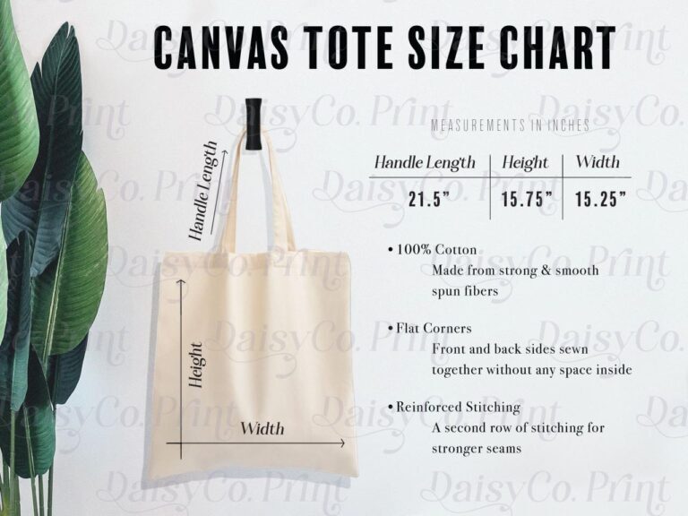 Canvas Tote Bag Size Chart Port Authority B150 Tote Bag Mockup - Etsy